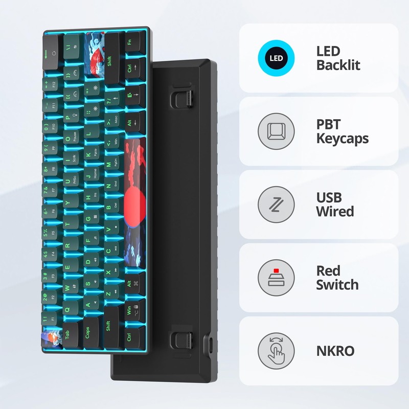 Ussixchare 60 Percent Gaming Keyboard 60% Mechanical Keyboard LED Backlit