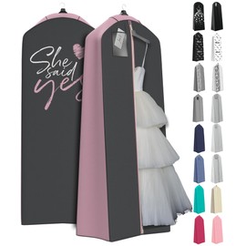 Your Bags Wedding Dress Garment Bag – 72" Garment Bags for Hanging Clothes with 20" Gusset for Puffy Gowns – Durable Dress Cover for Travel or Storage – Rip-Resistant with ID Window - She Said Yes