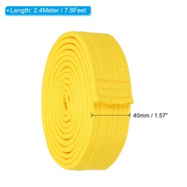 PATIKIL Taekwondo Colour Ranking Belt 1.5 Inches x 5.2 Ft 1.6 m Polyester Martial Arts Judo Karate Belt for Teaching Practice Yellow