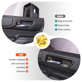 Heutamo Inner Door Handle Bowl Cover Trim Compatible with Toyota Land Cruiser Prado 250 J250 LC250 2024 2025 2026, Piano Black Interior Accessories 4Pcs (Carbon Fiber Pattern)