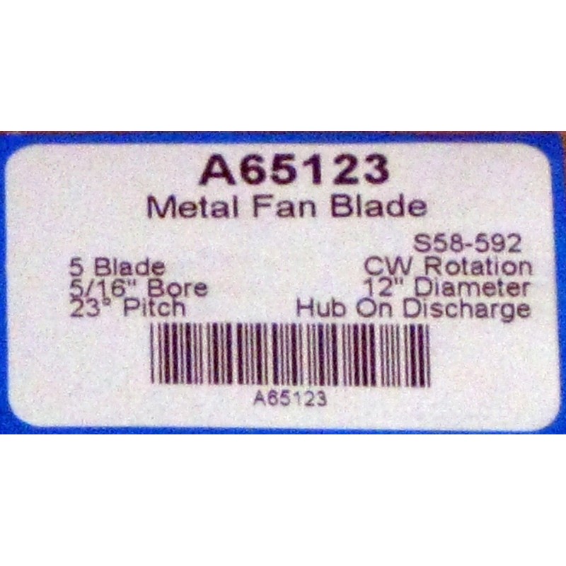Packard 12" Dia. 5 Blade 23 Deg. Cw Fan Blade