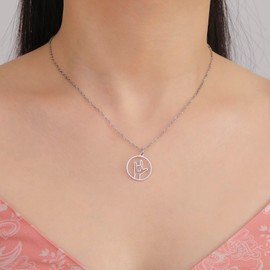 EUEAVAN I Love You Hand Sign Language Necklace ASL Hand Sign Charm Pendant ASL American Sign Language Jewelry Interpreter Teacher Gift (I love you silver)