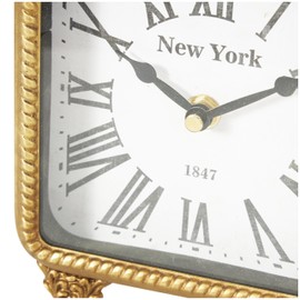 Deco 79 Metal Scroll Decorative Clock Antique Style Mantel Clock, Tabletop Clock 6" x 3" x 8", Gold