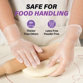 FINITEX Clear Vinyl Disposable Gloves Food Safe Latex-Free Food Prep Exam Gloves Box of 100 (Clear Large)