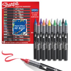 SHARPIE Sharpie Creative Paint-like Brush Tip Acrylic Markers, Assorted Colors, 12 Count, Perfect for Art and Craft Supplies