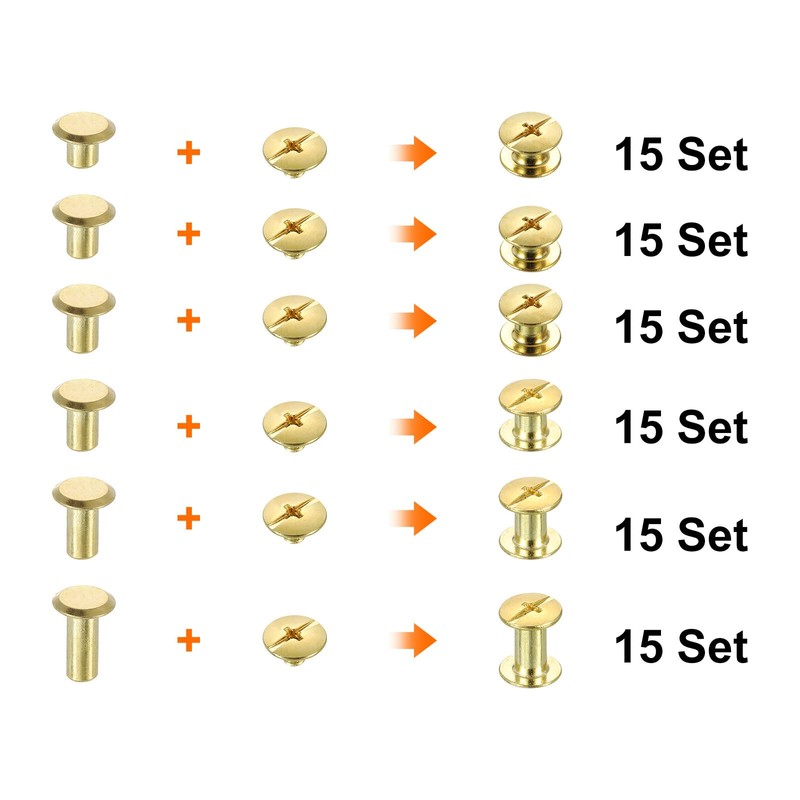 sourcing map 90 Sets Chicago Screw Rivets Metal Phillips Head