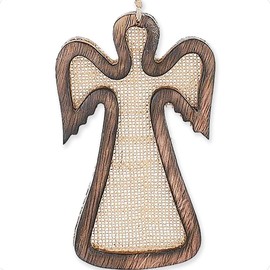 Cottagecore Angel Christmas Ornament, Christian Farmhouse Country Décor, Primitive Hanging Tree Decorations by Christmas Market Ornaments - Wood and Burlap Weave