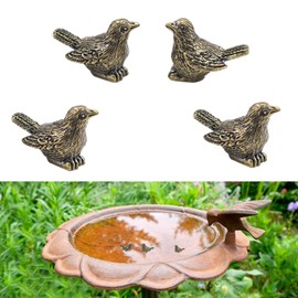 Hiyoo 4 Pcs Mini Bird Shaped Copper Bath Disk Ornaments, Brass Bird Bath Purification Cleaning Disks Decoration, Universal for Outdoor Bowl, Garden Fountain, Birdbaths