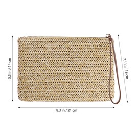 FENICAL Straw Clutch Bag Bohemian Zipper Wristlet Summer Beach Handbag for Women Girls