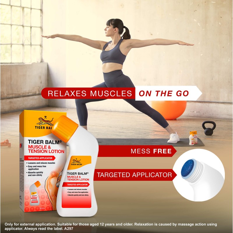 Tiger Balm Muscle and Tension Lotion with targeted applicator 80ml