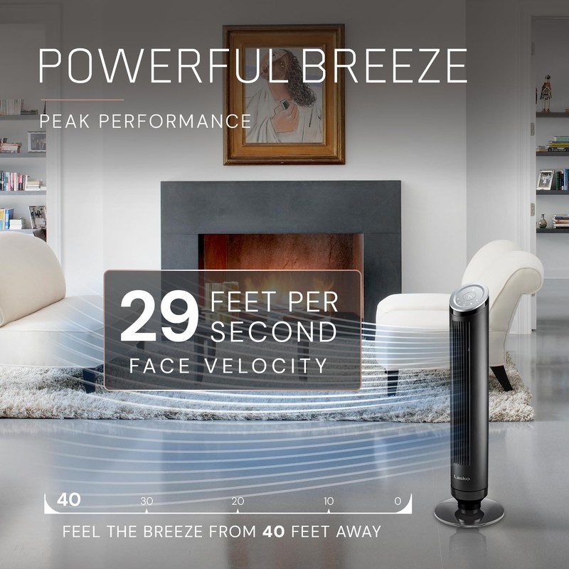 LASKO Ascend Tower Fan with Remote, 36" Floor Fans for