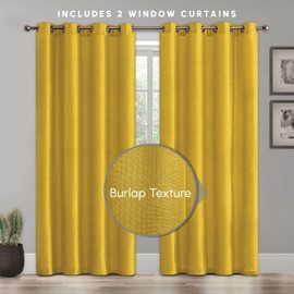 Elegant Comfort Blackout Grommet Top Curtains - 2 Panels Set - Window Treatment, Thermal Insulated, Room Darkening, Energy Saving Window Drapes for Living Room (Set of 2) - W54 X 95inch, Yellow