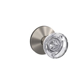 Schlage Custom FC21 HOB 619 KIN Hobson Glass Knob with Kinsler Trim Hall-Closet and Bed-Bath Lock, Satin Nickel