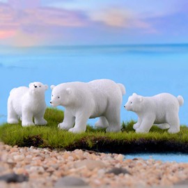 NUOBESTY 10 Pieces Mini Bear Figurine Christmas Miniature Decoration Polar Bear Toy Fairies Garden Animal Figure Decorative Figure Christmas Figures Table Decoration Flower Pot Micro Landscape