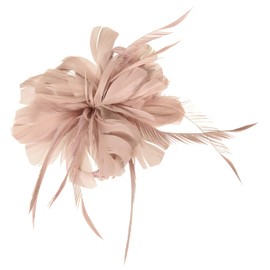 Z&X Women Feather Flower Fascinator Hat with Hair Clip Brooch for Cocktail Wedding, B-nude Pink, One Size