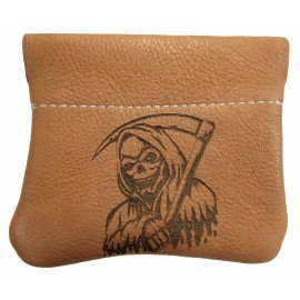 Mascorro Leather New Leather Engraved Grim Reaper Squeeze Coin Pouch Change Purse USA Made