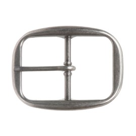 1 1/4" (32 mm) Single Prong Oval Center Bar Belt Buckle, Antique Silver