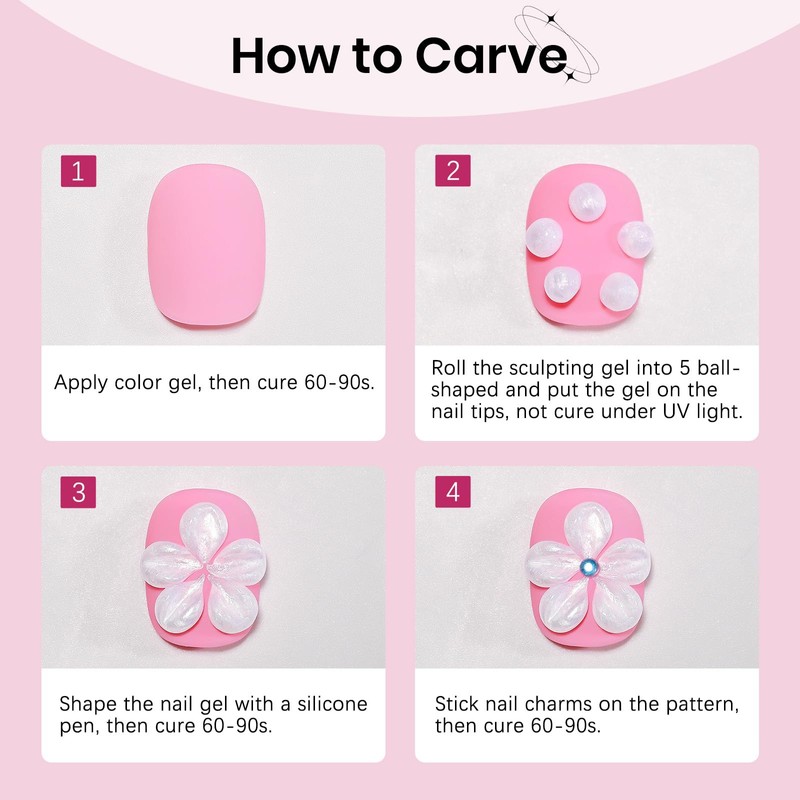 SUPWEE 3D Nail Gel Art Pearl White,Solid Gel for Nails