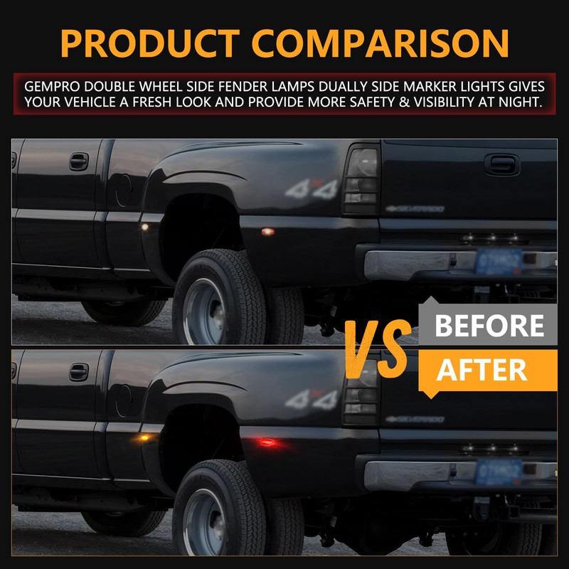 Gempro LED Dually Fender Side Marker Lights for 2001-2014 Chevy