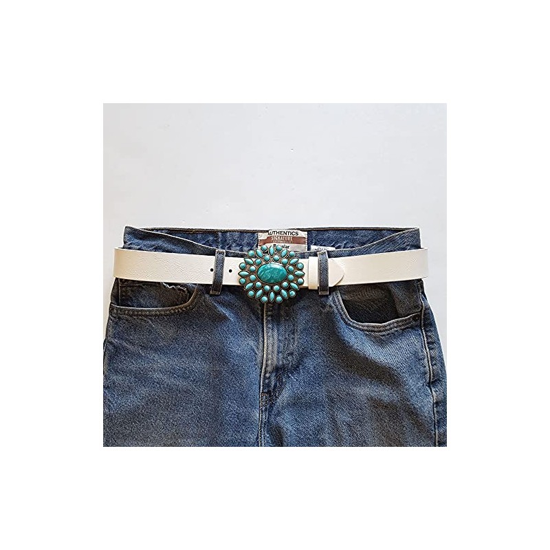 Trendy Turquoise Buckle Belt White XS