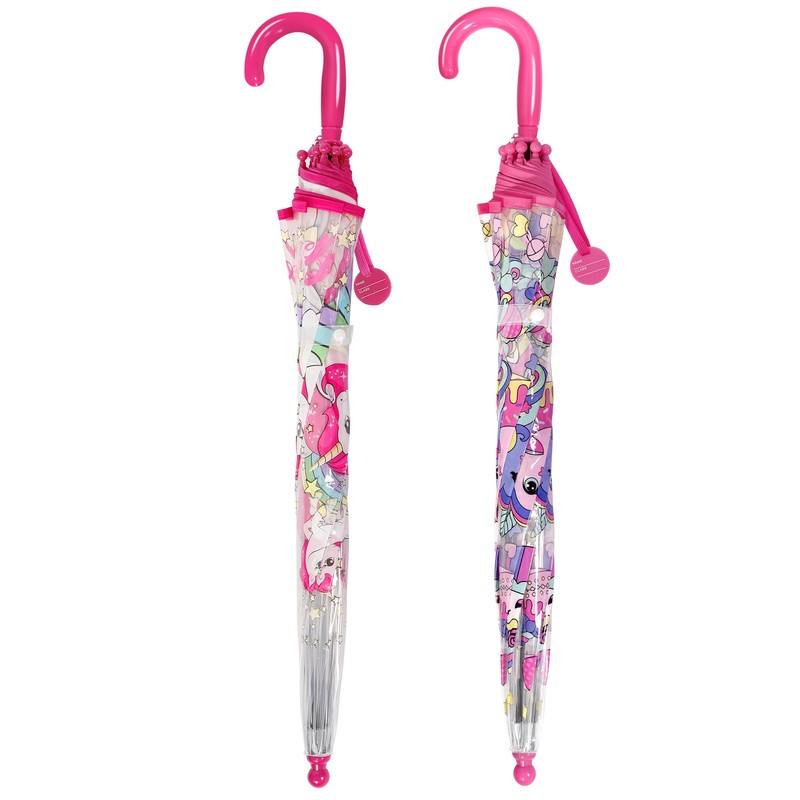 RONIARE 2 Pack Kids Clear Umbrellas for Rain Dome Bubble