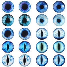 TOAOB 20pcs Blue Dragon Eyes Glass Cabochons Eyes for Clay Doll Making Sculptures Props Craft DIY Findings Jewelry Making