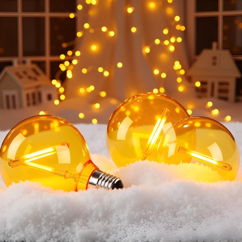loedis 5 Pack Yellow G40 LED Christmas Replacement Light Bulbs,