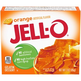 JELL-O Jello Gelatin Dessert 3 Ounce Boxes Pack of 4 (Orange) by Jell-O