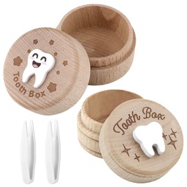 Pack of 2 Tooth Box Milk Teeth Boys Tooth Box Milk Teeth Girls Milk Tooth Box Comes with Clip Milk Tooth Box for Boys and Girls Children's Birthday Gift Commemorate Your First Tooth