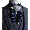 MOHSILY Elegant Ink Blue Pretied Bowtie Men Oversize Multi-layer Adjustable