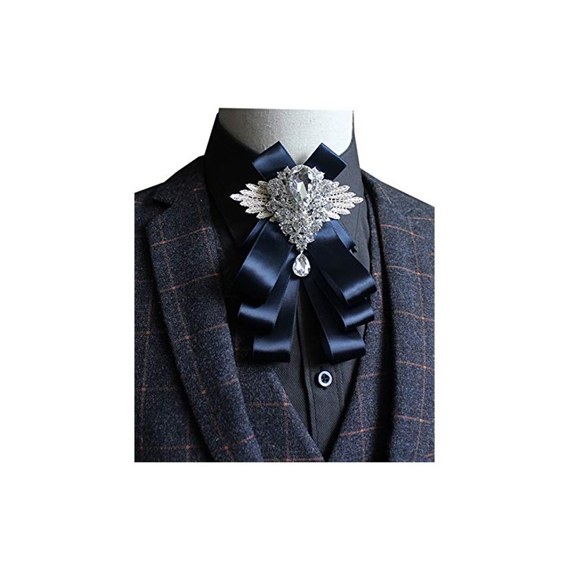 MOHSILY Elegant Ink Blue Pretied Bowtie Men Oversize Multi-layer Adjustable