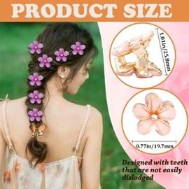 Denipry 12Pcs Mini Flower Diamond Hair Claw Clips, Sweet Crystal Rhinestone Small Hairpins Flower Hair Accessories for Women Girls Kids Daily,Party,Wedding,Photograph (Purple)