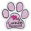 Refrigerator Magnet - Pink Scribble Paw - I Love My Cocker Spaniel - 5.5" x 5.5"