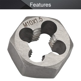 Utoolmart Hex Rethreading Die, M10 x 1.5 Pitch, Carbon Steel Thread Die, Hex Rethreading Die Machine Thread Die, Hexagon Taper Pipe Die