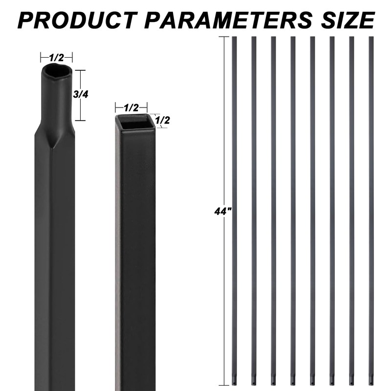 20Pack Wrought Iron Plain Balusters 1/2 Inch x 44 Inch