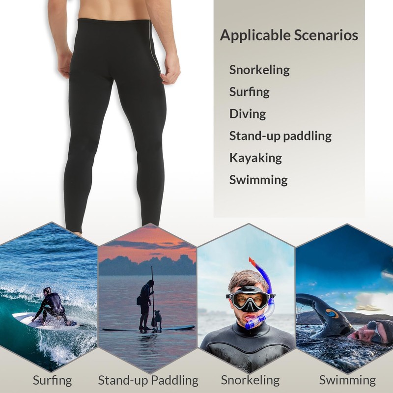 Lemorecn Wetsuit Pants for Men 2mm, Super Stretch Neoprene Wetsuit