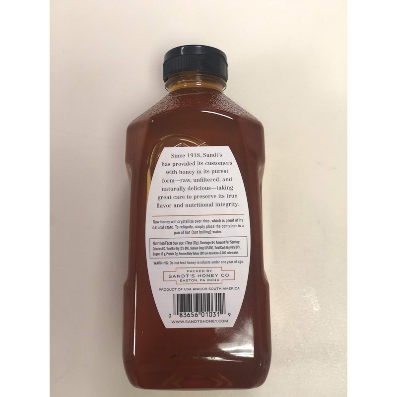 Sandt's Unfiltered Raw Clover Honey 48 oz. (3 lb. jar)