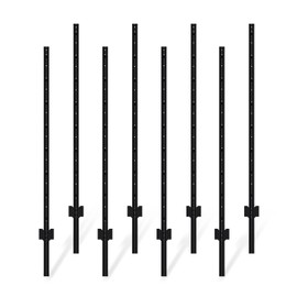 FOREHOGAR Metal Fence Post Black 4.8 feet, Pack of 8, T Post for Wire Fence, No Dig Steel U Post Fencing for Lawn Garden Wire Mesh Fence Poles Sign Outdoor Light Duty