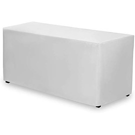 Gee Di Moda Fitted Tablecloth - 72 x 30 Inch - White Fitted Rectangle Table Cloth for 6 Foot Table in Washable Polyester - Great for Buffet Table, Parties, Holiday Dinner, Wedding & Trade Show