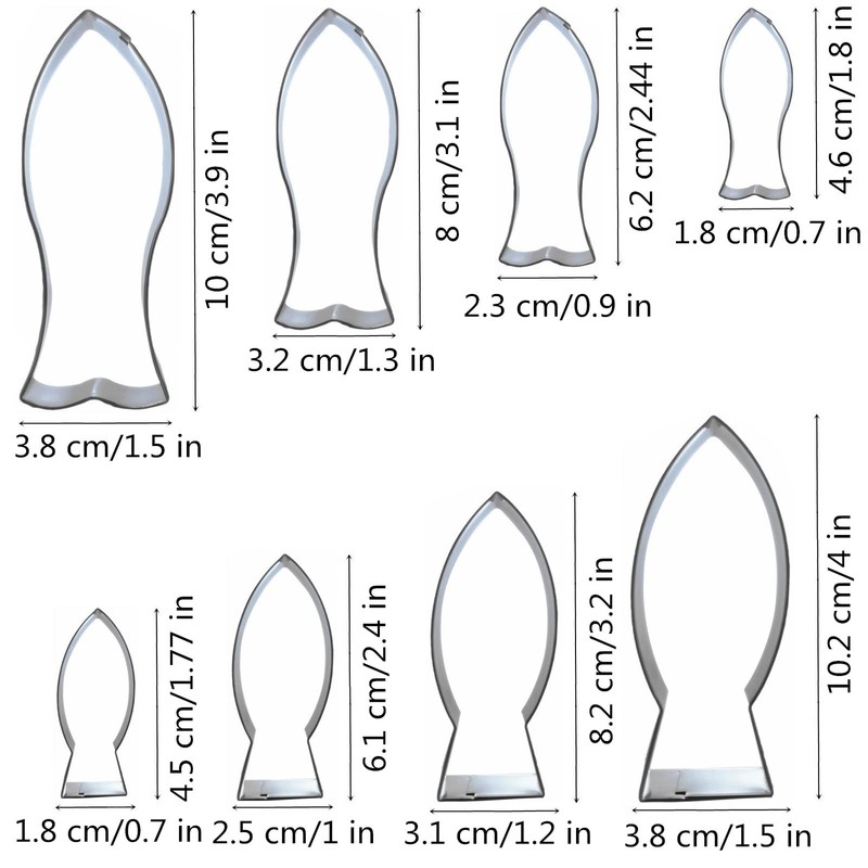Fish Shaped Cookie Cutter Set of 8 pcs, Stainless Steel