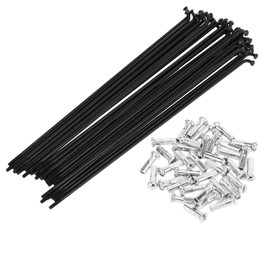 VVHFXD 40 Stück Fahrrad Speichen mit Fahrradspeichen Nippel, Durchmesser 2mm Mountainbike-Stahl, Edelstahl Speichen 14G/K, für MTB-Radspeichen, Citybikes, Downhill und E-Bike - Schwarz 291mm