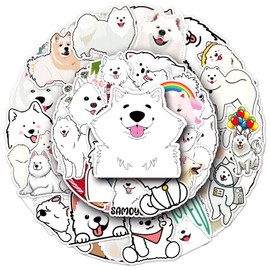 Samoyed Stickers for Laptop (Pack of 50), Gift for Children, Teenagers, Adults, Boys, Samoyed Stickers, Waterproof Vinyl Stickers for Scrapbooking, Skateboard, Car, Luggage