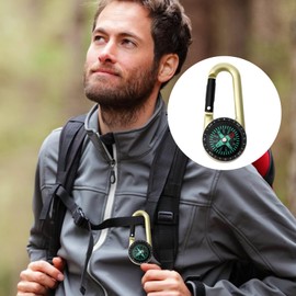 2PCS Carabiner Compass Keychains,Pocket Compass Orientation Hiking Navigation Orienteering Tools with Clip for Outdoor Camping Sport Backpacking Survival Gear Zinc Alloy