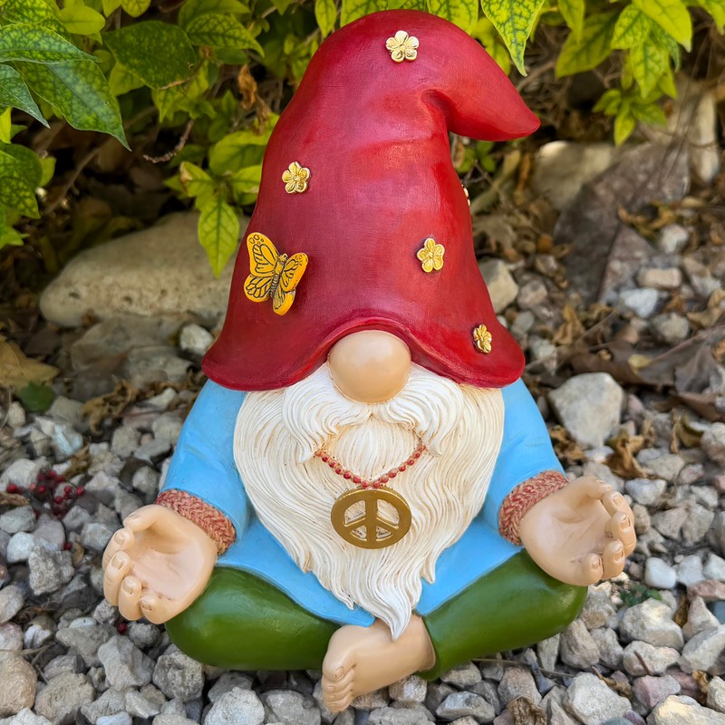 Mood Lab Garden Gnome - Funny Zen Hippie Gnome Figurine
