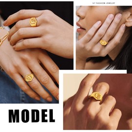 U7 Alphabet Finger Ring for Women Birthday Gifts Initial I Letter Adjustable Rings Gold