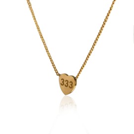 AditiGarden Dainty Gold Angel Number 333 Charm for Women Trendy Simple Cute Heart Shaped Pendant Necklace,17.7’’