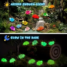 200PCS Mini Resin Animals,Luminous Resin Turtle,Tiny Turtles Glowing in The Dark,DIY Crafts Cute Desk Decor for People,Miniature Figures for Garden Fish Tank Aquarium Dollhouse Decor(Random Colors)