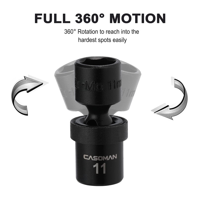 CASOMAN 1/4 Inch Drive Master Impact Socket Set with Adapters,