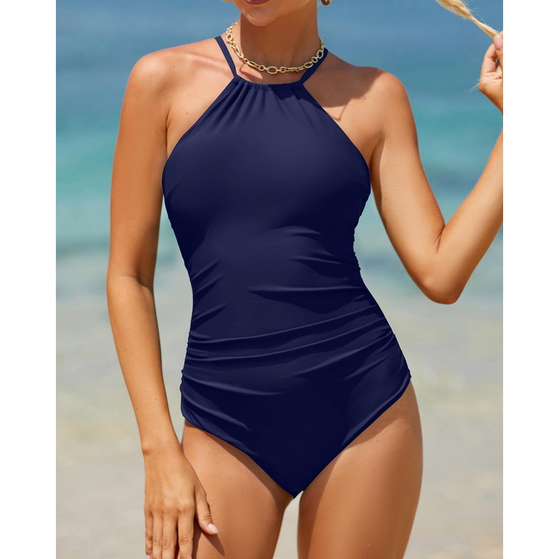 Holipick Traje de baño de una pieza para mujer, cuello
