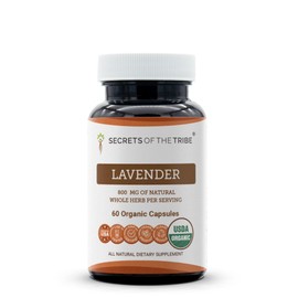 Secrets of the Tribe Lavender USDA Organic 60 Capsules | Made with Vegetarian Capsules and Certified Organic Lavender (Lavandula angustifolia, Lavandula x Intermedia) Dried Flowers (60 Capsules)